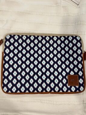 Barrington Gifts Navy Geometric Laptop Sleeve with Light Blue Accents